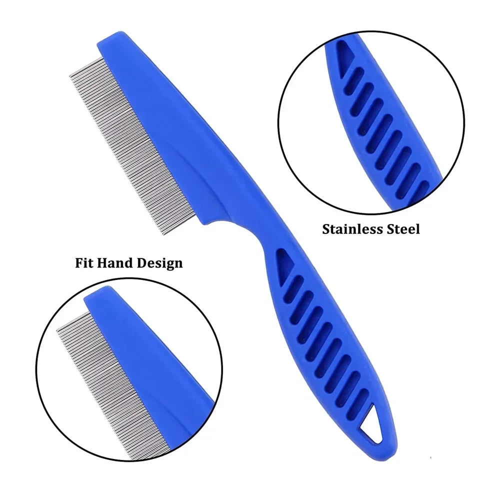 6-Piece Pet Flea Comb Set – Stainless Steel Grooming Combs for Cats & Dogs