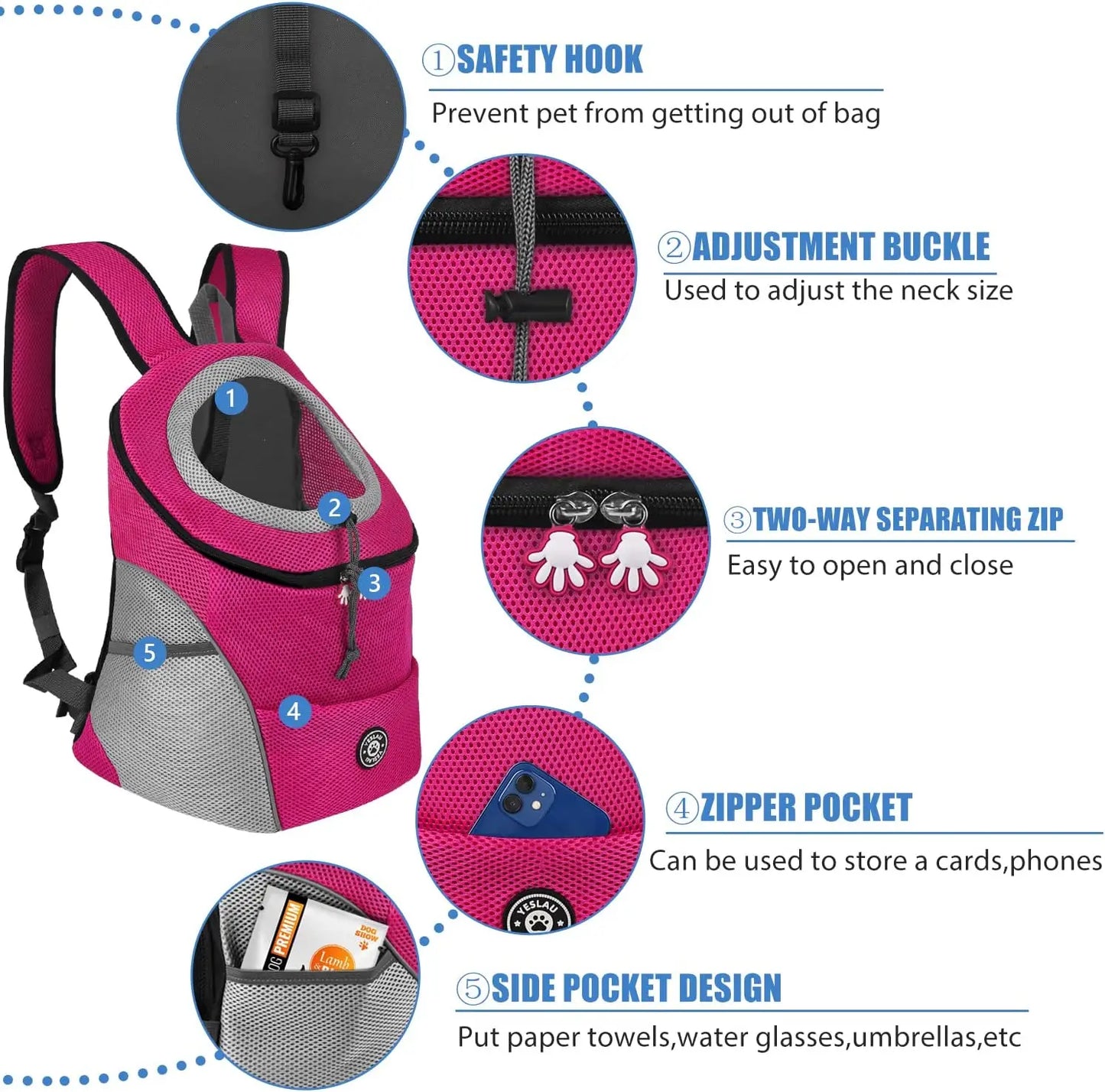 Breathable Dog Carrier Backpack – Travel Bag for Small Dogs