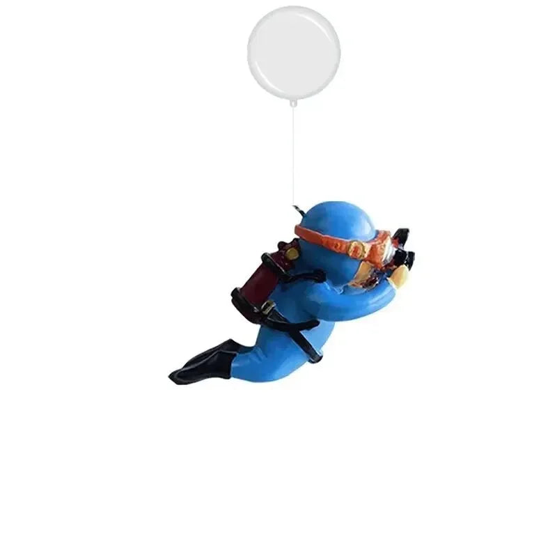 Floating Diver Aquarium Ornament – Hayao Miyazaki Blue Character with Ball & Line, Fish Tank Landscape Decoration Gift