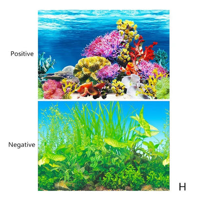 Aquarium Background Sticker – Ocean Plant Landscape Poster for Fish Tank Decor & Aquascaping