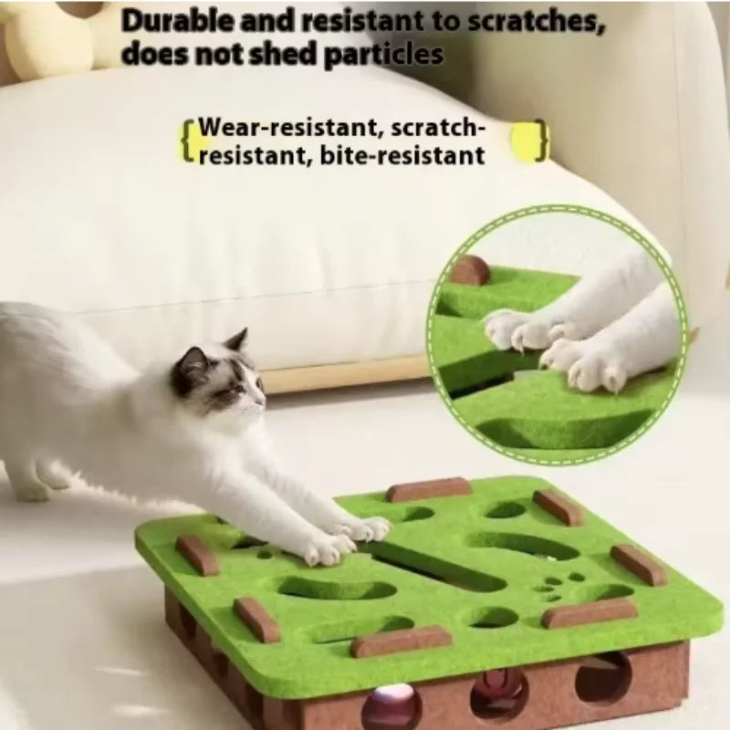Interactive Cat Puzzle Toy – Felt Maze Box with Bell Ball