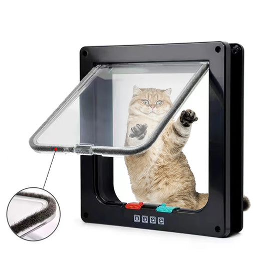 4-Way Locking Cat Door – Weatherproof Pet Door for Interior, Cabinet & Garage Doors (Fits Cats up to 20 lbs, 4 Sizes)