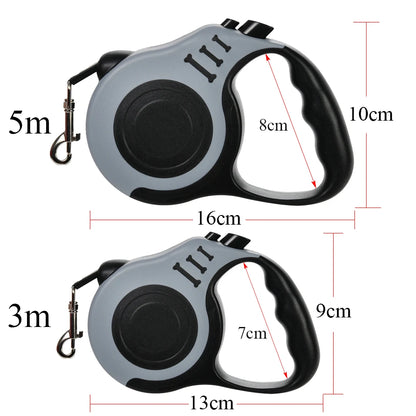 3m/5m Retractable Dog Leash – Strong Nylon Pet Lead