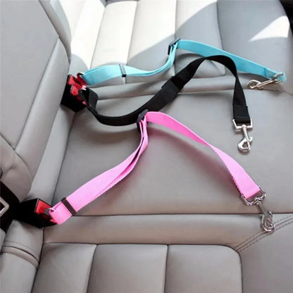 Adjustable Pet Car Seat Belt – Vehicle Safety Harness Clip for Dogs & Cats. Attaches to Collars or Harnesses for Secure, Comfy Travel