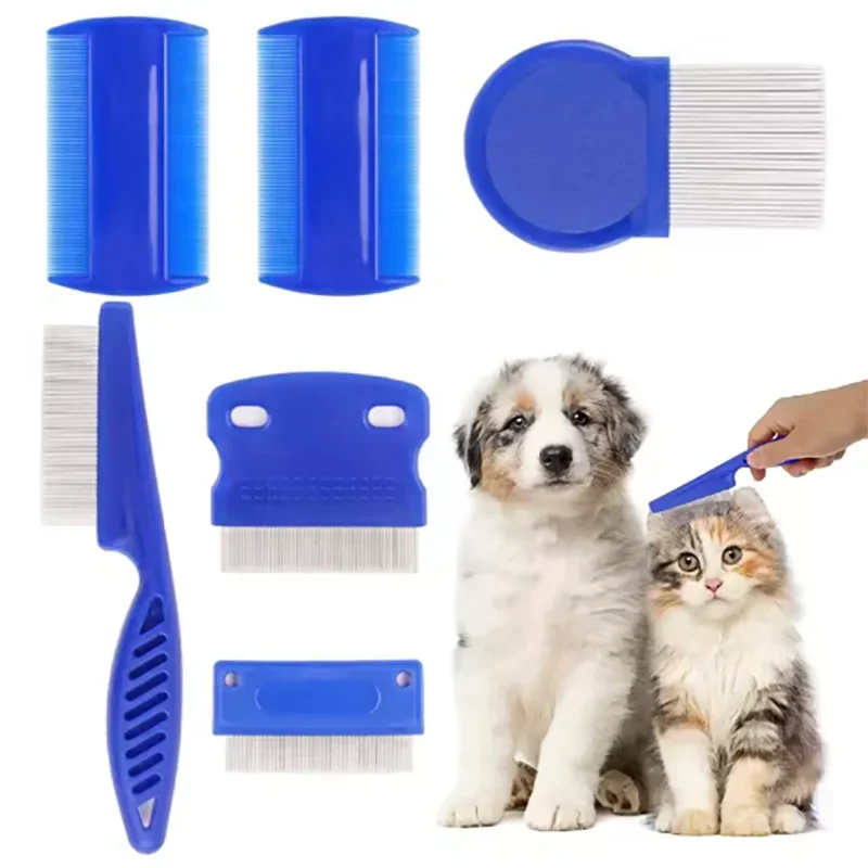 6-Piece Pet Flea Comb Set – Stainless Steel Grooming Combs for Cats & Dogs
