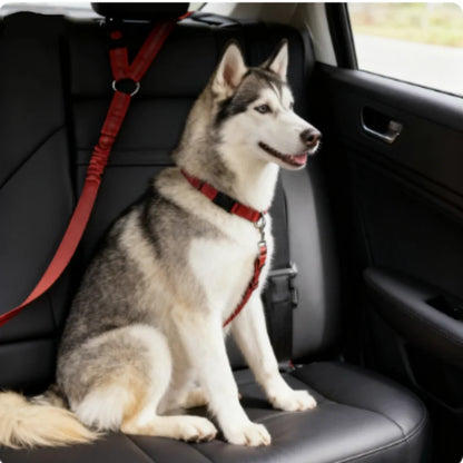 Dog Car Seat Belt & Leash – Adjustable Pet Travel Safety Strap