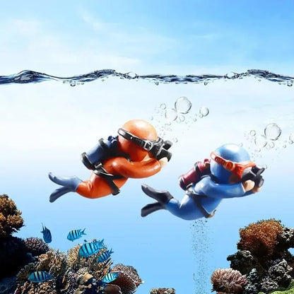 Floating Diver Aquarium Ornament – Hayao Miyazaki Blue Character with Ball & Line, Fish Tank Landscape Decoration Gift