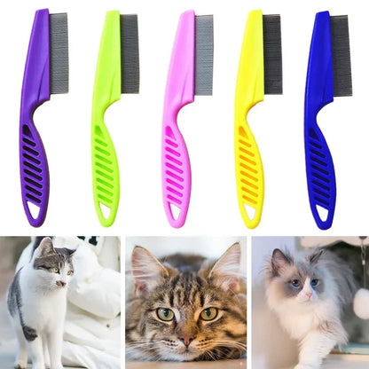Pet Hair & Flea Comb – Stainless Steel Grooming Brush for Cats & Dogs