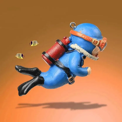 Floating Diver Aquarium Ornament – Hayao Miyazaki Blue Character with Ball & Line, Fish Tank Landscape Decoration Gift