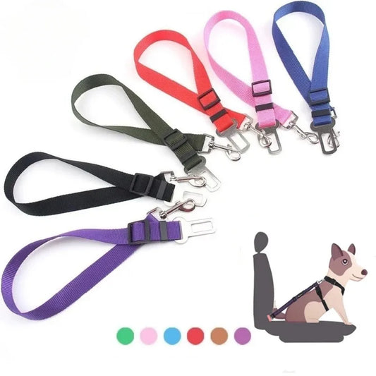 Adjustable Pet Car Seat Belt – Vehicle Safety Harness Clip for Dogs & Cats. Attaches to Collars or Harnesses for Secure, Comfy Travel