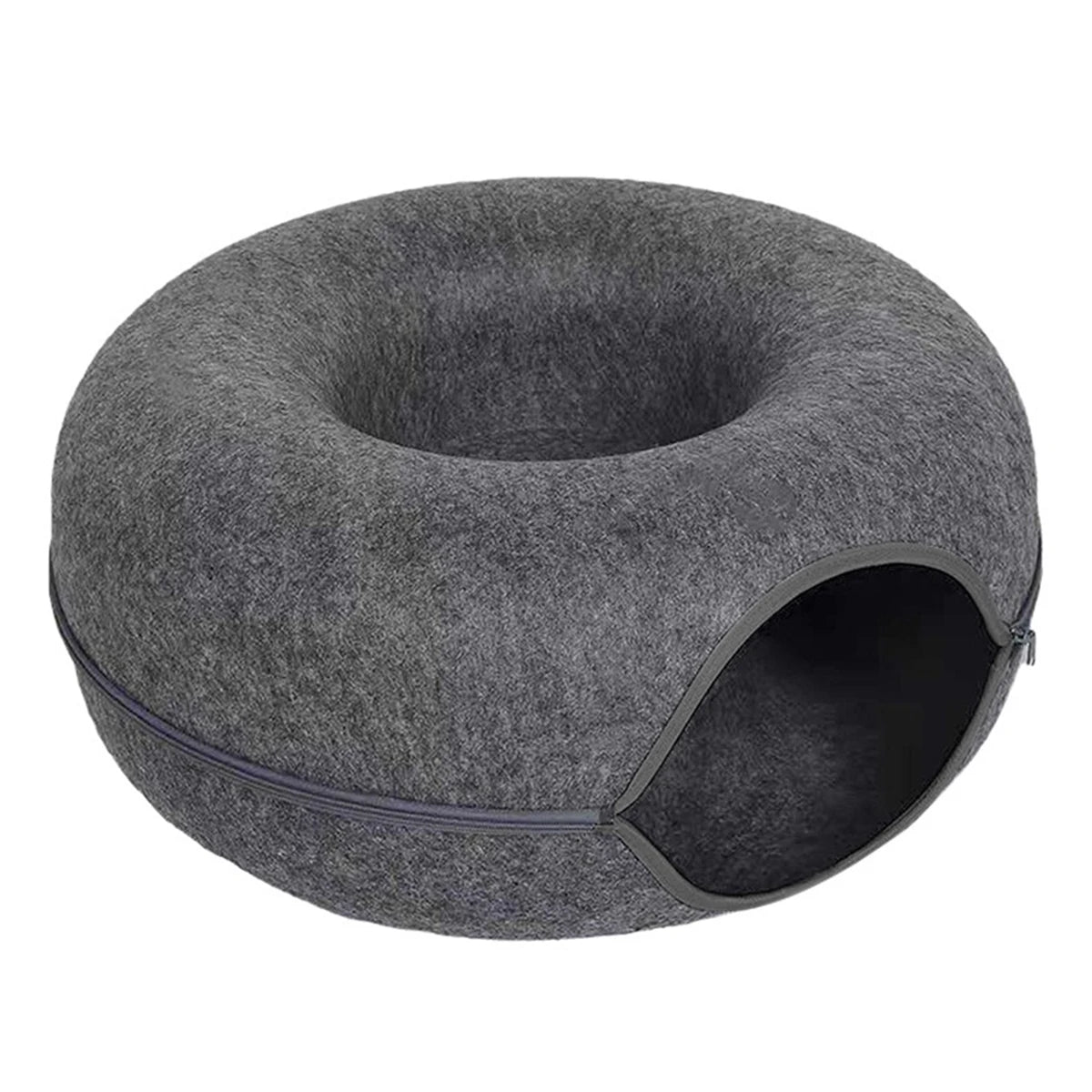 Felt Donut Cat Bed & Hideaway Tunnel – 2-in-1 Cozy House