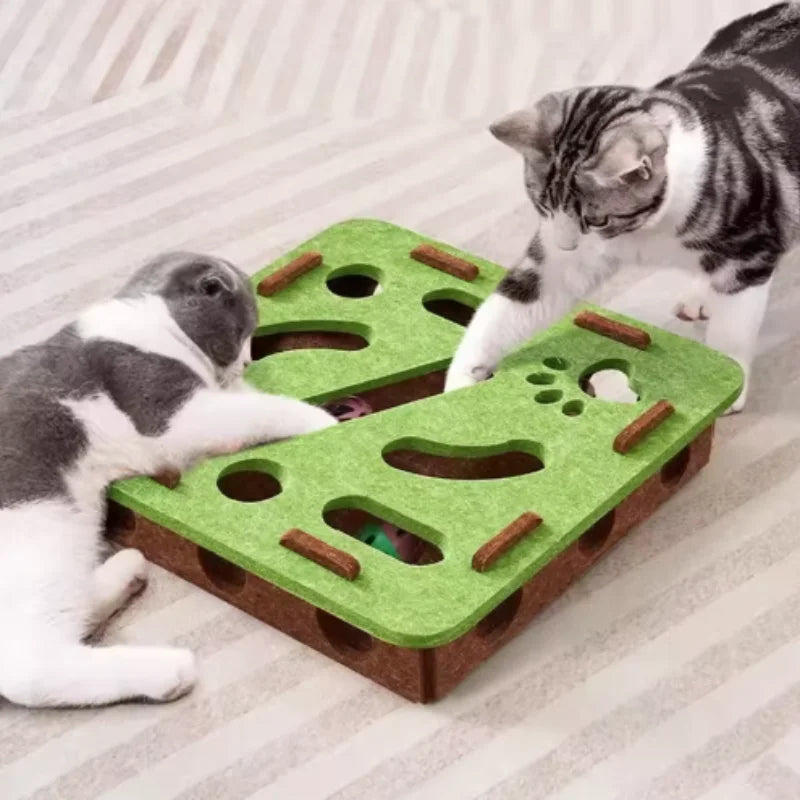 Interactive Cat Puzzle Toy – Felt Maze Box with Bell Ball