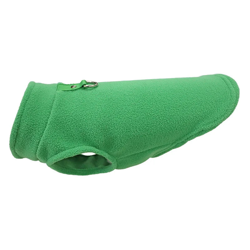 Warm Fleece Dog Jacket with D-Ring – Cozy Pet Vest for Small Dogs & Cats
