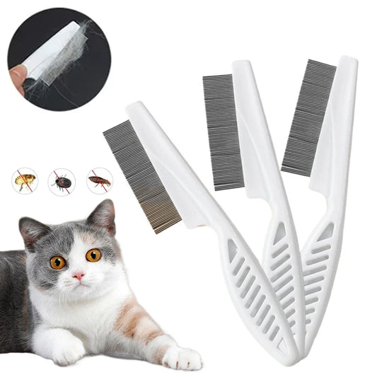 Stainless Steel Flea & Shedding Comb – Grooming Tool for Cats & Dogs