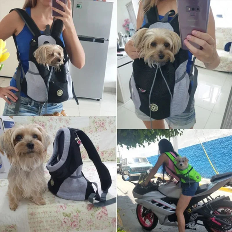 Outdoor Pet Dog Carrier Bag Portable Double Shoulder Mesh Backpack Travel Backpack  Front Bag Head Carrying Bags for Cat