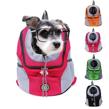 Outdoor Pet Dog Carrier Bag Portable Double Shoulder Mesh Backpack Travel Backpack  Front Bag Head Carrying Bags for Cat