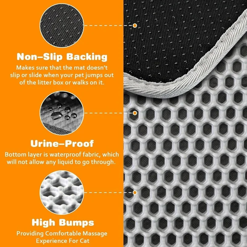 Waterproof Cat Litter Mat – Non-Slip Double-Layer Trapping Pad