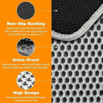 Waterproof Cat Litter Mat – Non-Slip Double-Layer Trapping Pad
