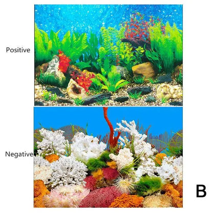 Aquarium Background Sticker – Ocean Plant Landscape Poster for Fish Tank Decor & Aquascaping