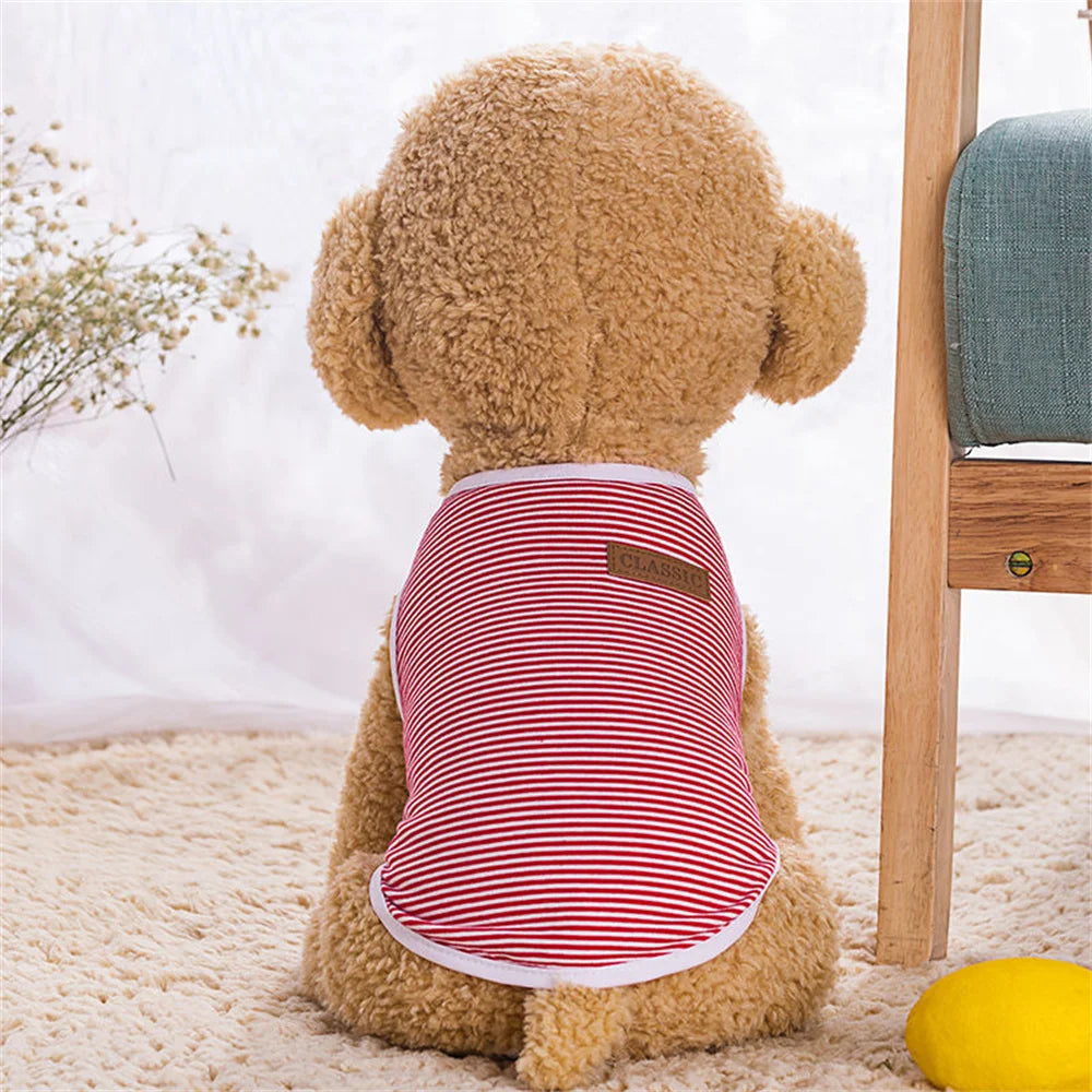 Striped Summer Cotton Pet Vest – Sleeveless T-Shirt for Small Dogs & Cats