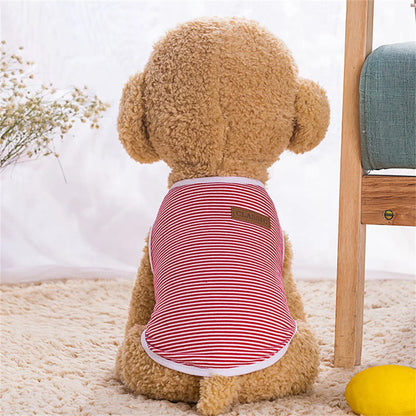 Striped Summer Cotton Pet Vest – Sleeveless T-Shirt for Small Dogs & Cats
