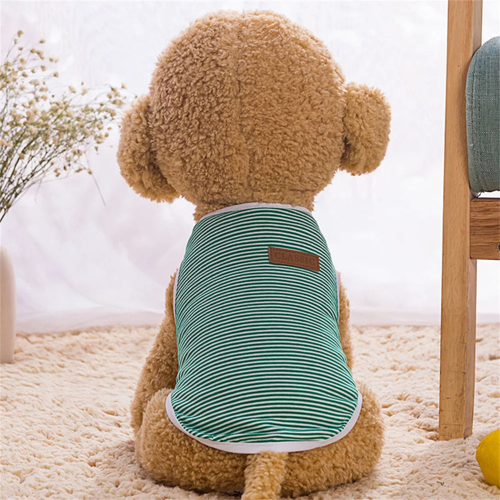 Striped Summer Cotton Pet Vest – Sleeveless T-Shirt for Small Dogs & Cats