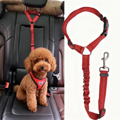 Dog Car Seat Belt & Leash – Adjustable Pet Travel Safety Strap