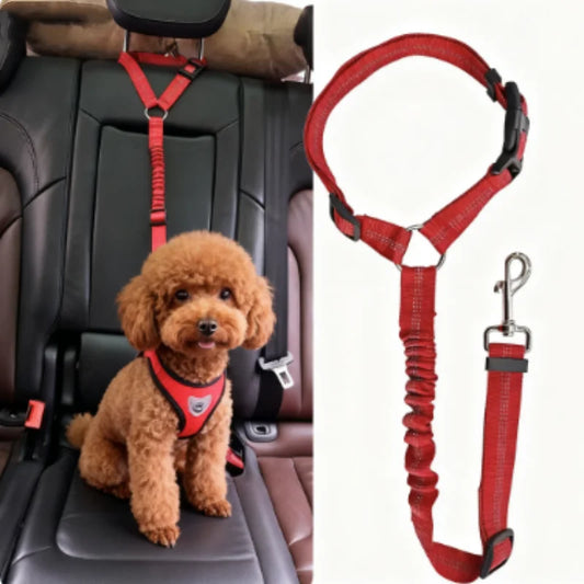 Dog Car Seat Belt & Leash – Adjustable Pet Travel Safety Strap