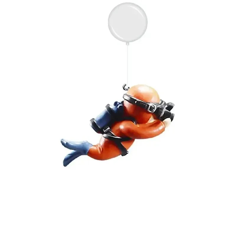 Floating Diver Aquarium Ornament – Hayao Miyazaki Blue Character with Ball & Line, Fish Tank Landscape Decoration Gift