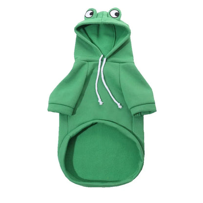Cute Frog Hoodie for Small Dogs & Cats – Soft Fleece Winter Sweatshirt