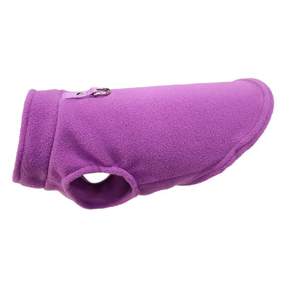 Warm Fleece Dog Jacket with D-Ring – Cozy Pet Vest for Small Dogs & Cats
