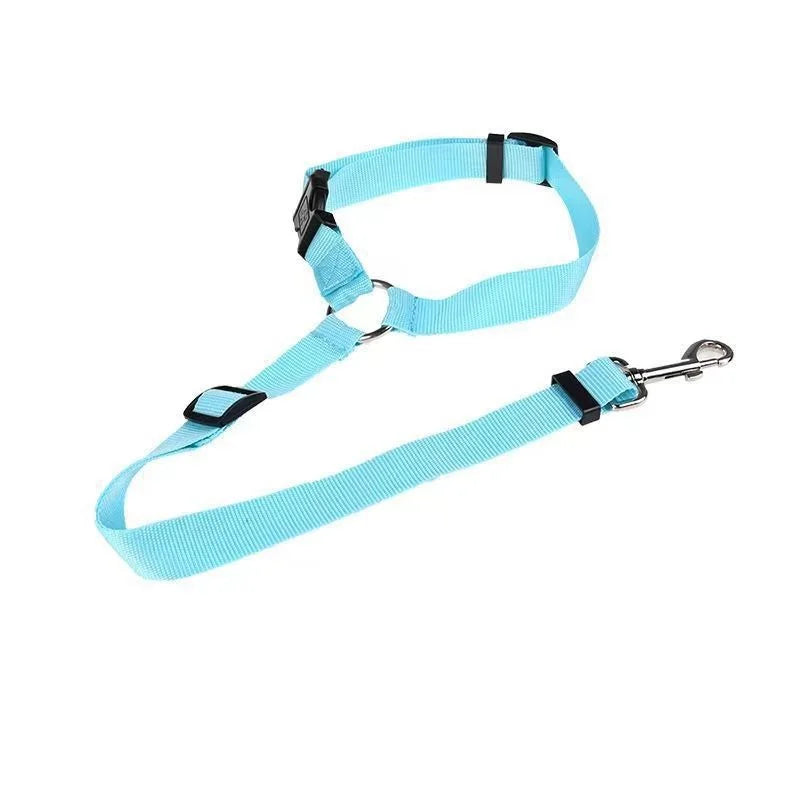 Dog Car Seat Belt & Leash – Adjustable Pet Travel Safety Strap