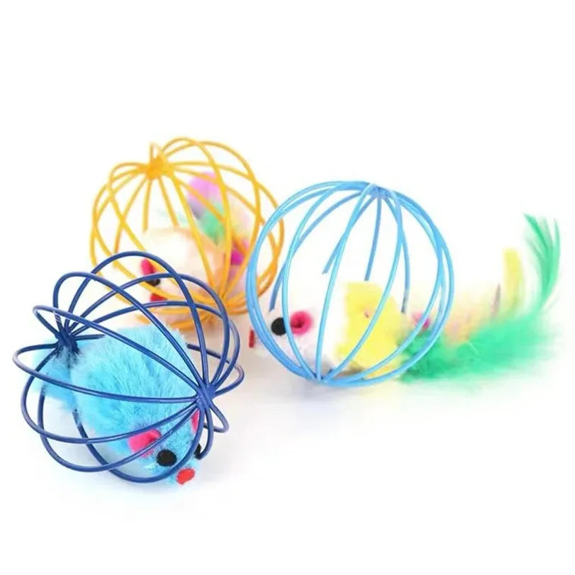 Interactive Mouse Cage Cat Toy – Colorful Chase Toy for Cats
