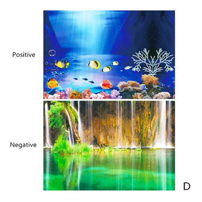Aquarium Background Sticker – Ocean Plant Landscape Poster for Fish Tank Decor & Aquascaping
