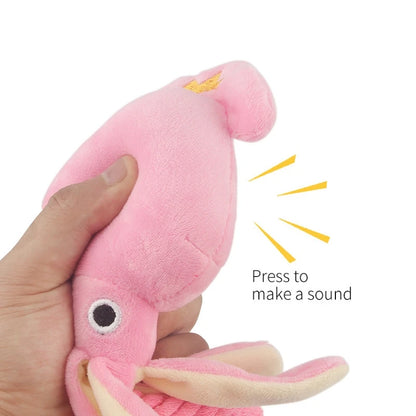 Cute Octopus Dog Chew Toy – Pink Plush Squeaky Rope Toy for Puppies & Small Dogs