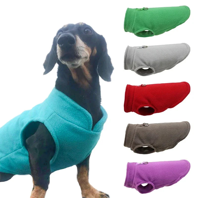 Warm Fleece Dog Jacket with D-Ring – Cozy Pet Vest for Small Dogs & Cats