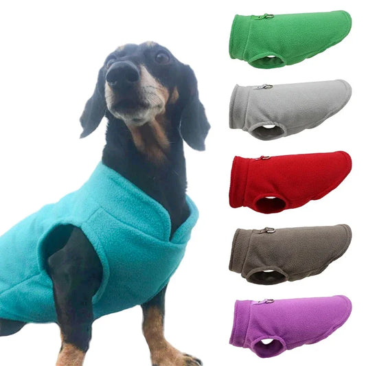 Warm Fleece Dog Jacket with D-Ring – Cozy Pet Vest for Small Dogs & Cats