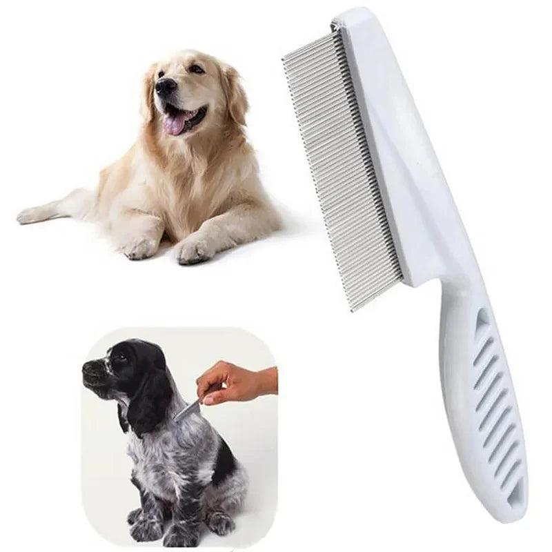 Pet Hair & Flea Comb – Stainless Steel Grooming Brush for Cats & Dogs