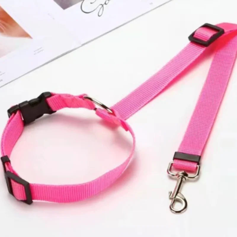 Dog Car Seat Belt & Leash – Adjustable Pet Travel Safety Strap