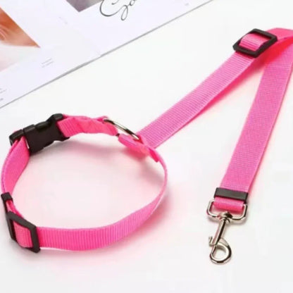 Dog Car Seat Belt & Leash – Adjustable Pet Travel Safety Strap