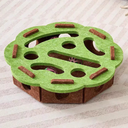 Interactive Cat Puzzle Toy – Felt Maze Box with Bell Ball