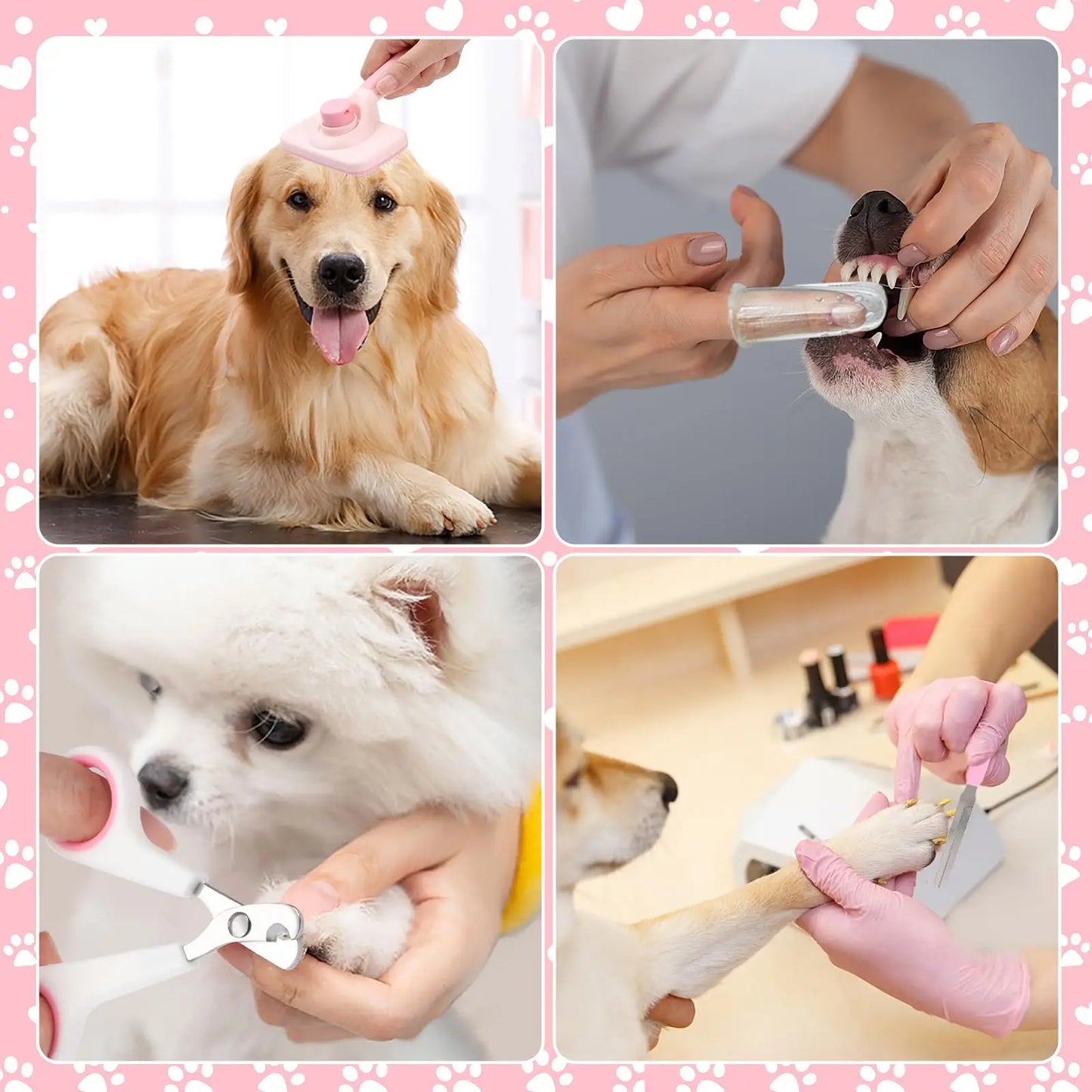 8-Piece Dog Grooming Kit – Self-Cleaning Brush Set with Nail Clippers, Flea Comb, Bath Brush & File for Dogs