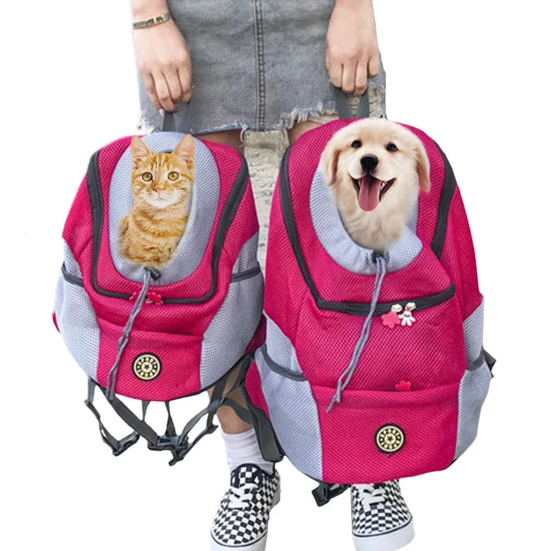 Outdoor Pet Dog Carrier Bag Portable Double Shoulder Mesh Backpack Travel Backpack  Front Bag Head Carrying Bags for Cat