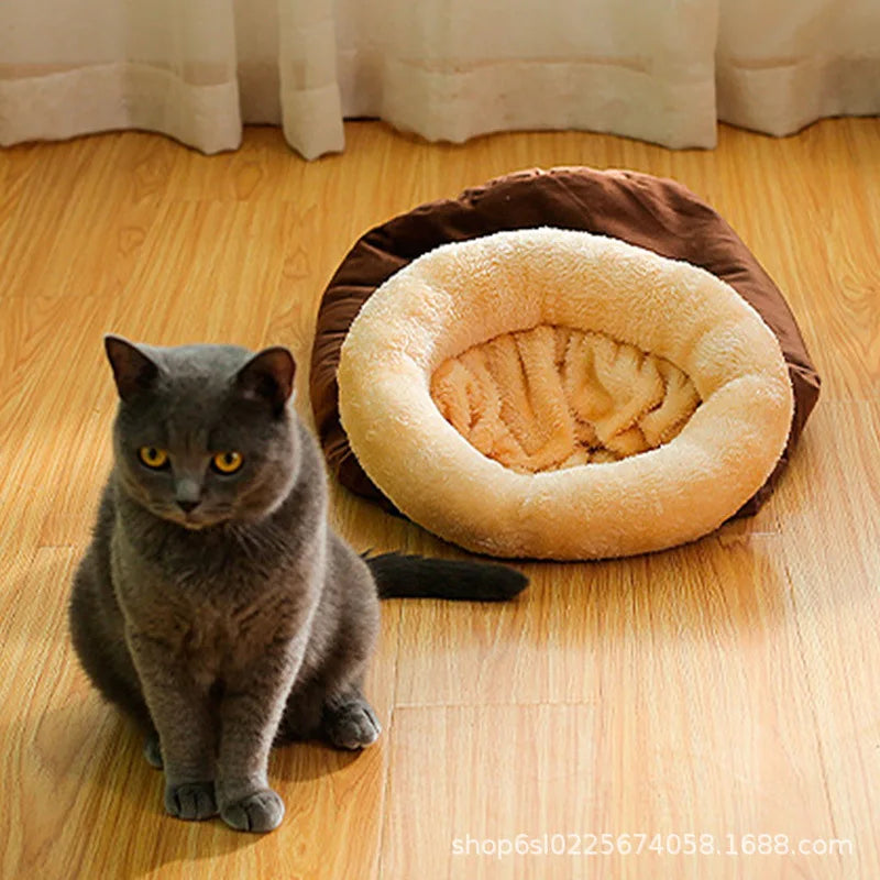 Cat Sleeping Bag – Warm Semi-Enclosed Bed for Small & Medium Pets