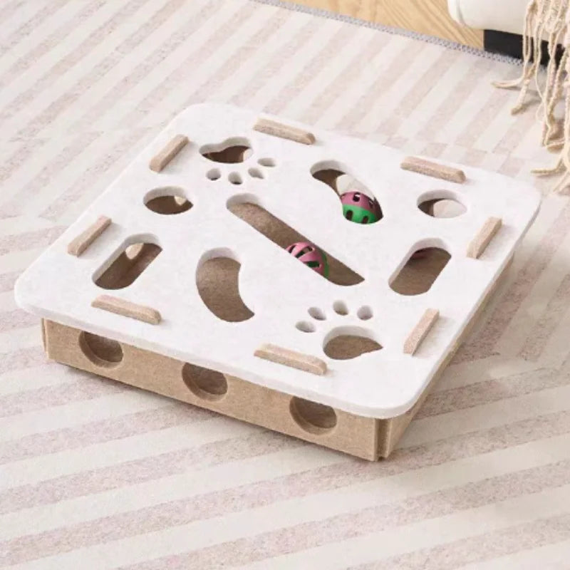 Interactive Cat Puzzle Toy – Felt Maze Box with Bell Ball
