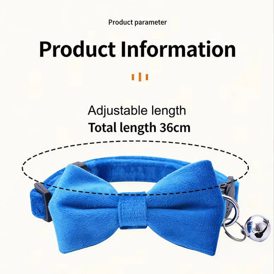 Adjustable Cat & Dog Collar with Bow Tie & Bell