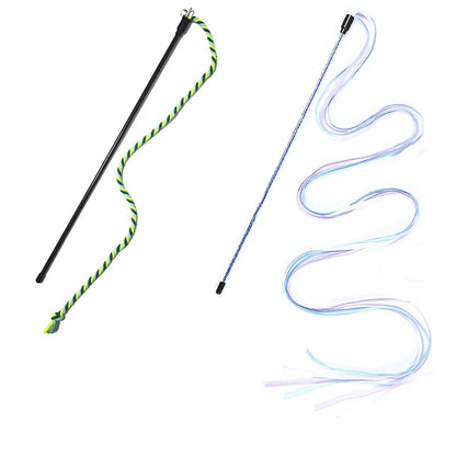 Interactive Cat Teaser Wand – Rope Stick Toy for Chasing & Chewing