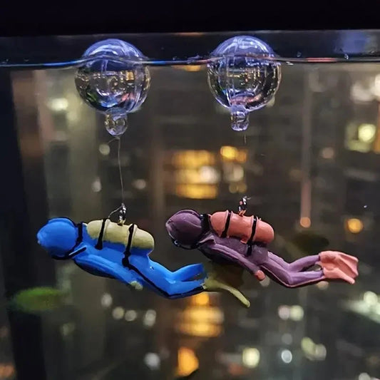Floating Diver Aquarium Ornament – Hayao Miyazaki Blue Character with Ball & Line, Fish Tank Landscape Decoration Gift
