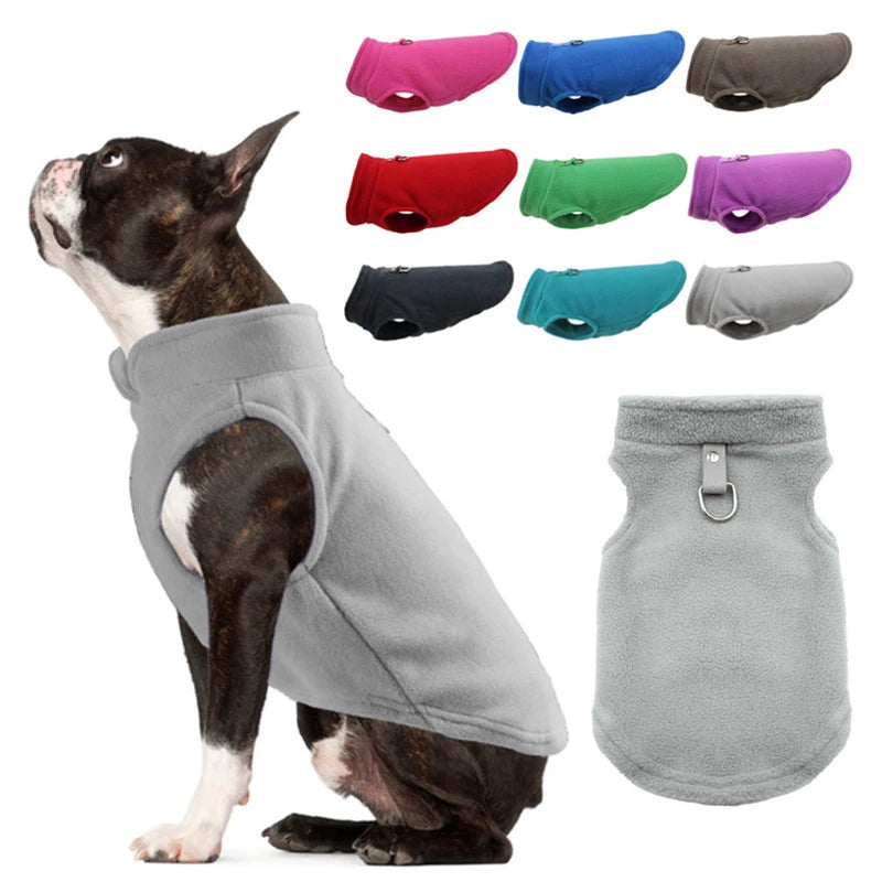Warm Fleece Pet Jacket with D-Ring – Winter Coat for Small Dogs & Cats
