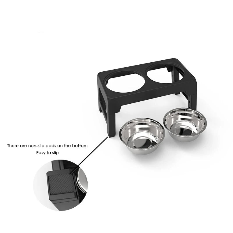 Elevated Dog Feeder – Adjustable Raised Stand with Double Stainless Steel Bowls for Dogs